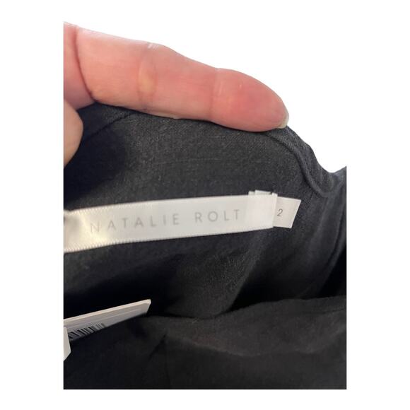 Revolve Natalie Rolt Daisy Linen Strapless Mini Dress Scalloped Edge Black Sz 2 - Picture 12 of 16